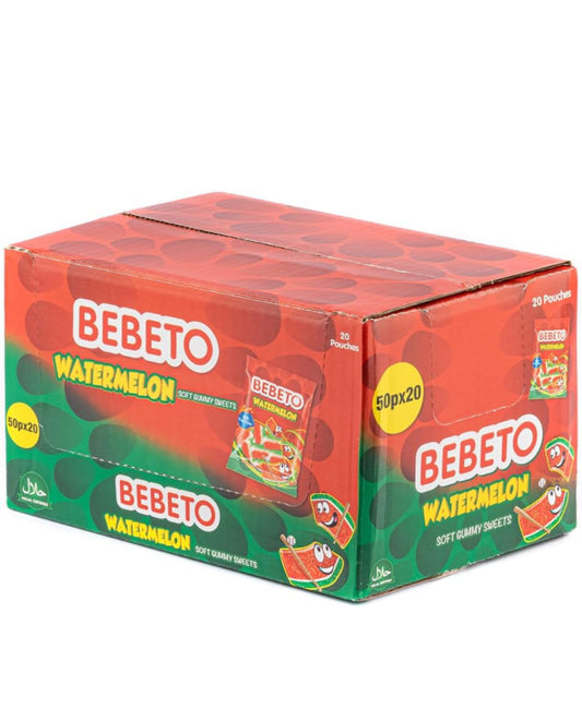 Bebeto Watermelons (70g), Real Fruit Juice + Halal Certified Sweets, Pack of 20, 1.4 kg